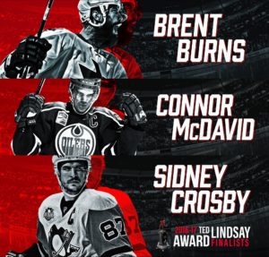 Top three finalists for the 2016-2017 Ted Lindsay Award (photo: @NHLPA)
