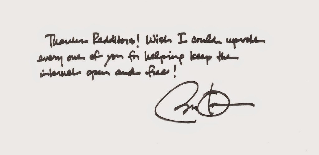 President Obama's hand written message to reddit.