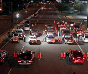 Police conducting a DUI checkpoint