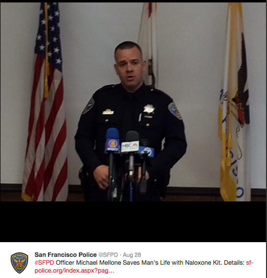 SFPD Officer Michael Mallone speaks at a press conference on Friday, August 28.Photo courtesy of The San Francisco Police Department @SFPD via Twitter