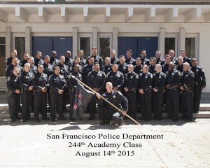 The SF Police Department tweeted a photograph of its 244th recruit class. Rodney and Ronney Freeman are in the back row, to the left center.
