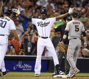 Melvin Upton Jr. would spoil Bumgarner's perfect game campaign in the eighth inning. 