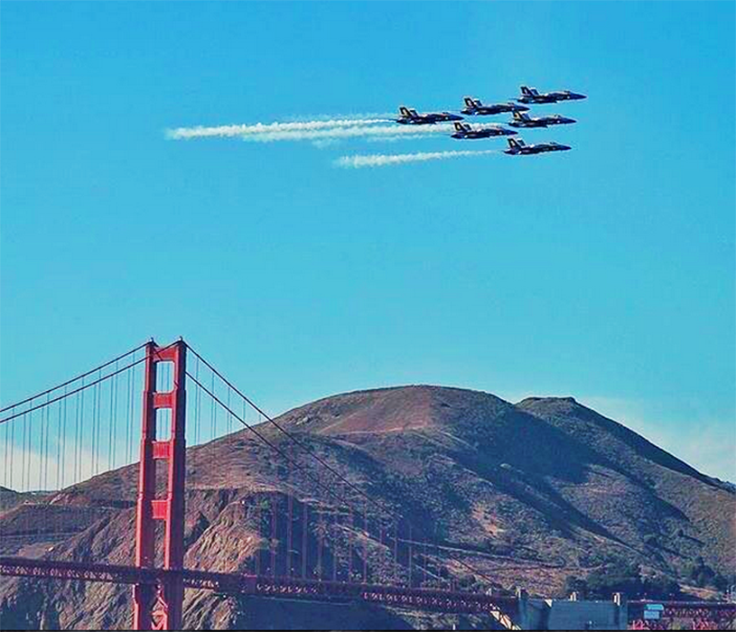 The Blue Angels fly over the SF Bay