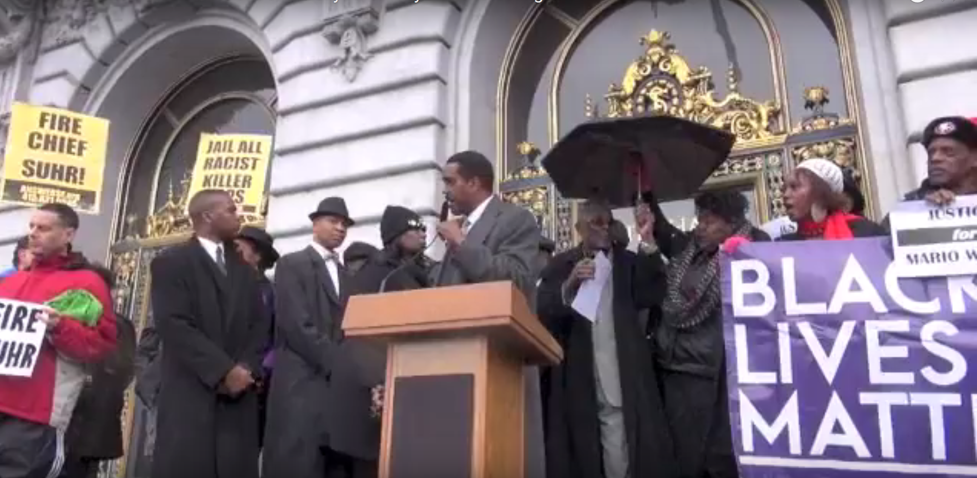 Mario Woods SAN FRANCISCO—The San Francisco “Justice for Mario Woods Coalition” gathered in front of the San Francisco City Hall on Thursday, December 24 to demand that city mayor Ed Lee fire Police Chief Greg Suhr.