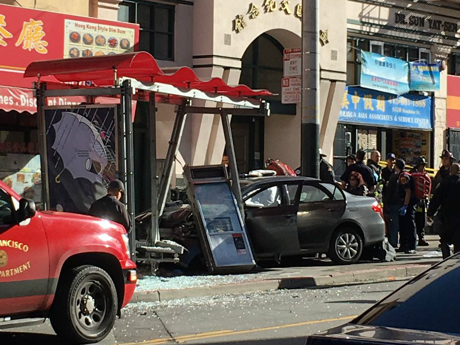 10 Injured After Car Collides At Muni Bus Stop