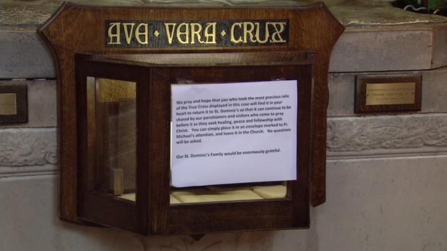 The case in which the 2,000 year-old relic was stolen from. 