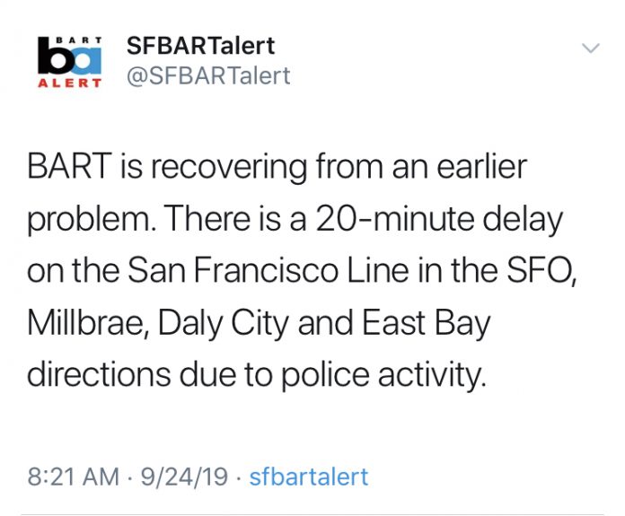 Man On BART Trackway Causes Delays