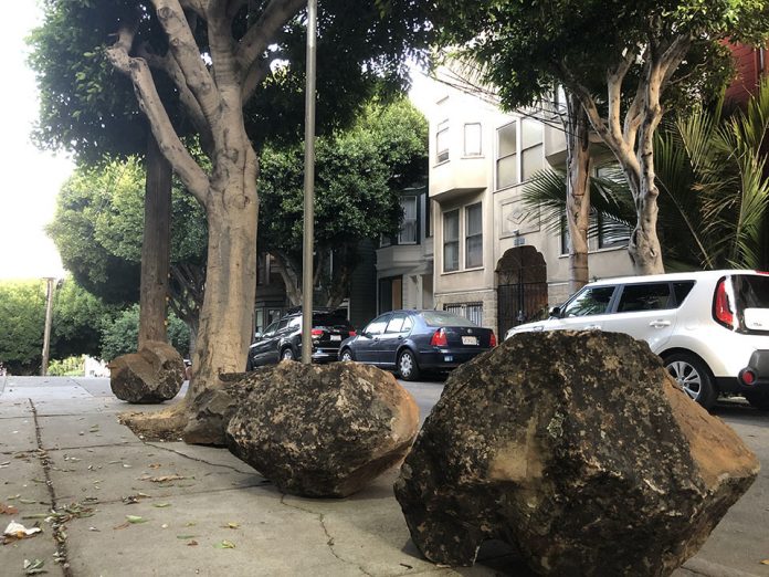 Boulders Block Sidewalks To Keep Homeless Away