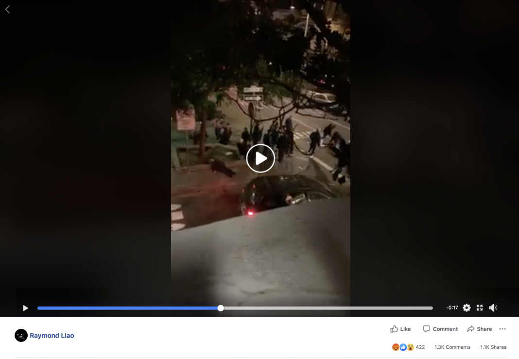 Facebook User Raymond Liao recorded the attack and posted it on the social media platform.