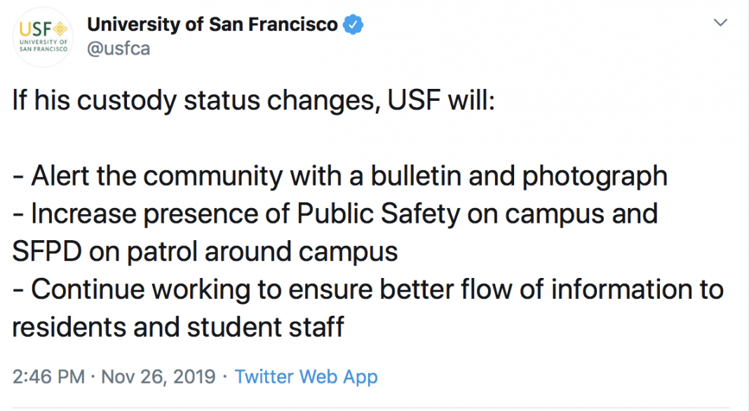 The university provided resources for students following the arrest.
