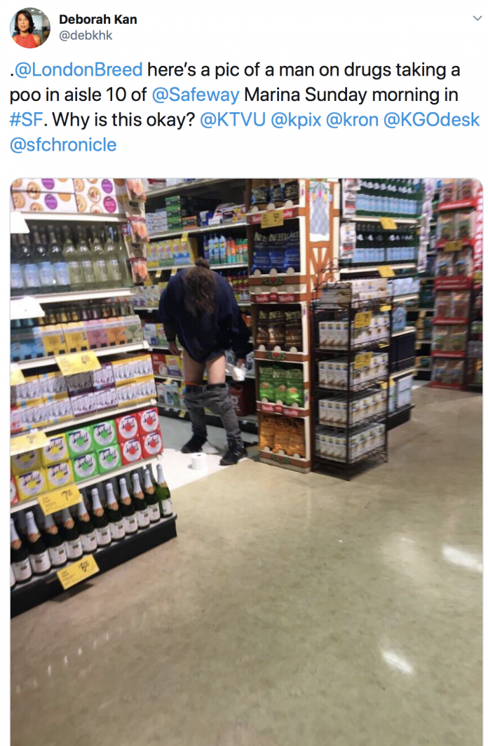 Man Defaces In An Isle Inside A Safeway In Marina District