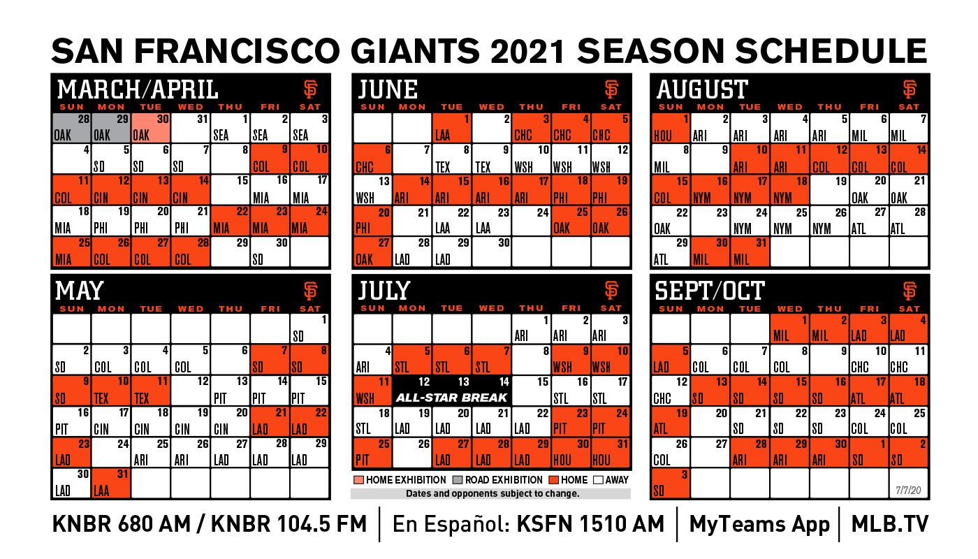 San Francisco Giants Release 2021 Schedule San Francisco News