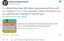 Pinterest Tweet, July 31, 2020