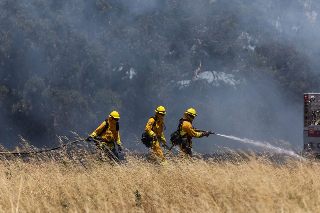 firefighters battling fire