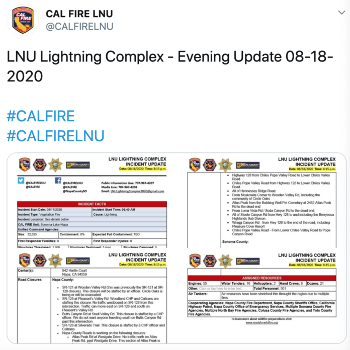 LNU Lightning Complex Burns More Than 32,000 Acres