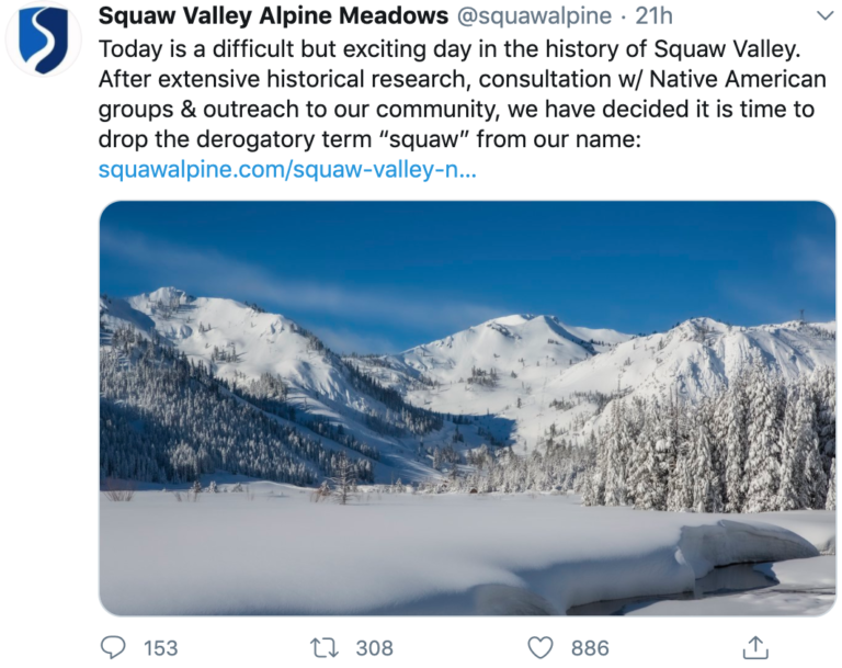 Squaw Valley Alpine Meadows Ski Resort Changes Its Name