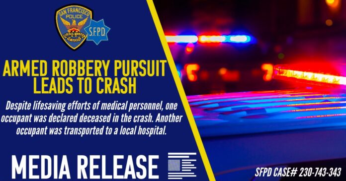Vehicle Crashes Following Armed Robbery Chase With SFPD