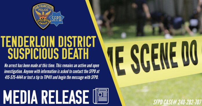 Tenderloin District Suspicious Death Under Investigation