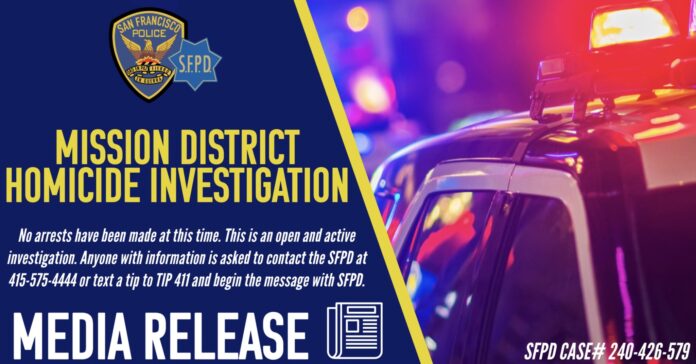 Mission District Homicide Under Investigation By SFPD