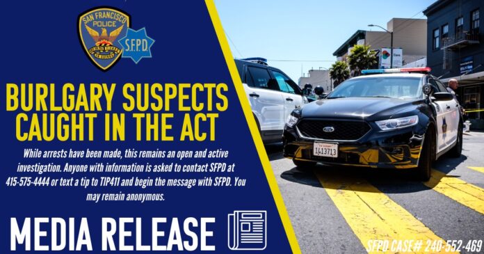 Suspects Arrested For Burglarizing Store In Taraval District