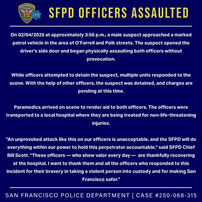 Officers With SFPD Assaulted On O’Farrell And Polk Streets