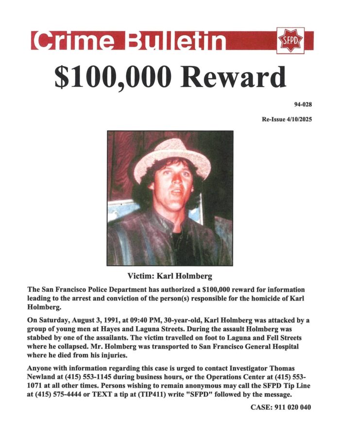 $100,000 Reward Offered Regarding 1991 Murder Of Karl Holmberg