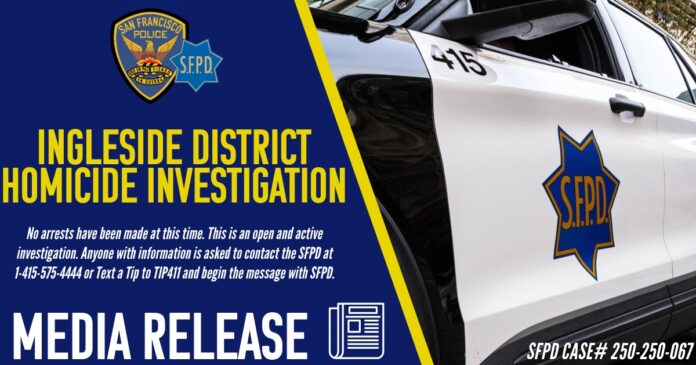 Ingleside District Homicide Under Investigation By SFPD
