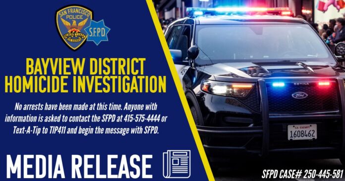 Bayview District Fatal Shooting Investigated By SFPD