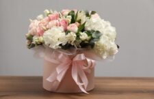Bouquet,Of,Beautiful,Flowers,On,Wooden,Table